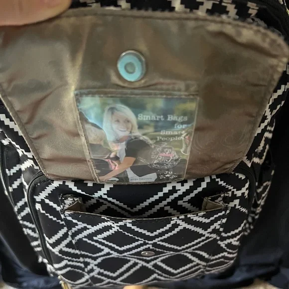JUJUBE Be Right Back Diaper Bag Backpack - My Empress Black & White - Picture 8 of 16